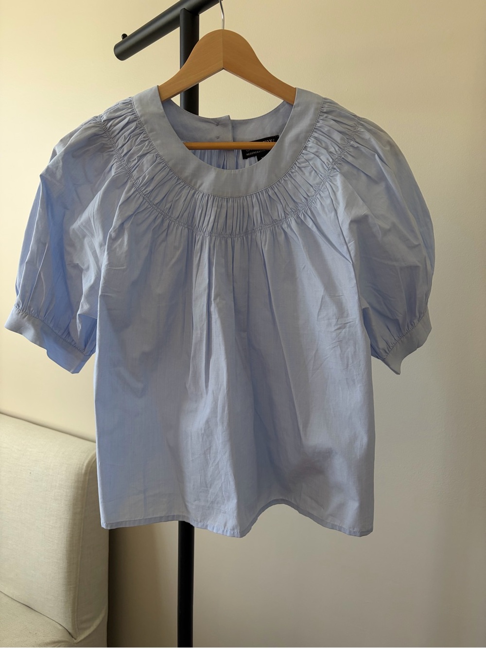 J. Crew Sky Blue Smocked Yoke Blouse